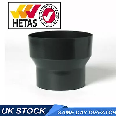 £27.99 • Buy Single Wall Increasing Adapter Flue Pipe 125mm 5″ To 6  Black Vitreous Enamel 