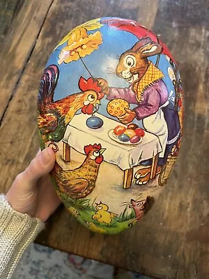 Large 10 Inch German Paper Mache Easter Eggs Rabbit Vintage • $20