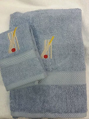 £14 • Buy Personalised Cricket Stumps Towel Set Birthday Gift Hand Towel And Face Cloth