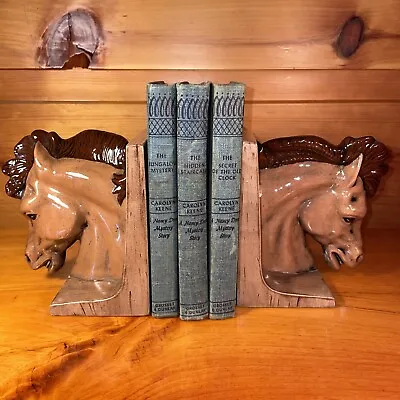 Vintage Set Ceramic Horse Head Bookends MCM Hobbyist 1976 Artist Signed • $24.50