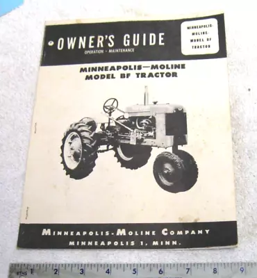 Vintage Minneapolis Moline Bf Avery Tractor Owners Operators Manual • $15