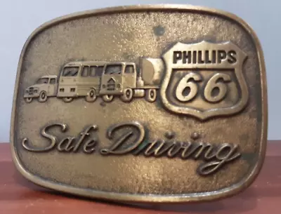Vintage Gas & Oil Phillips 66 Safe Driving Belt Buckle B & J Manufacturing USA • $74.95