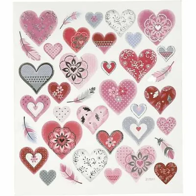 Creativ Heart Love Feather Stickers Sheet Adhesive Labels Foil Finish • £3.15