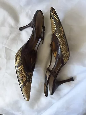 DOLCE GABBANA MULES SEXY Heels Snake Skin Designer D & G Shoes 6/6.5 EU 40 • £65