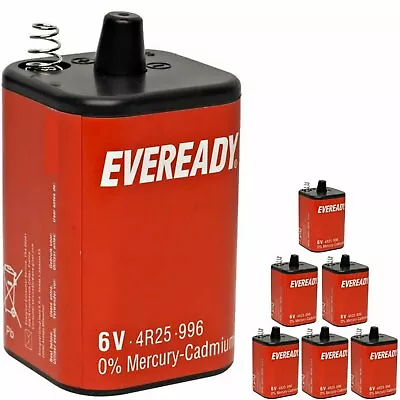 6 X Eveready 4R25 6V Batteries 6 Volt 996 PJ996 908 908S Lantern 4R25X  4R25RZ/B • £27.95