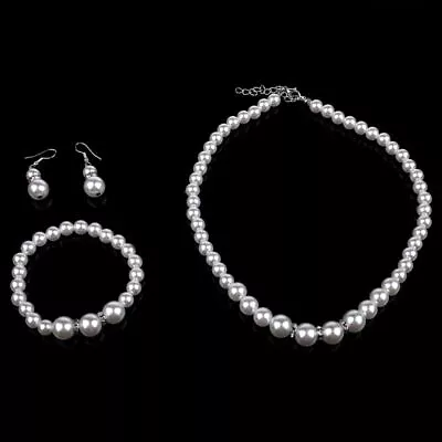 3Pcs Exquisite Necklace Earrings Bracelet Set For Women Girl Bridal • $15.41