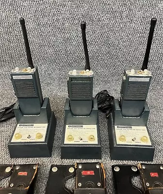 Lot Of 3 Motorola VHF HT220 Omni Handie-Talkie With Charging Bases & More! • $149.95