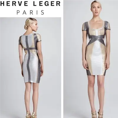 Herve Leger Carolyn Colorblock Metallic Bandage  • $200