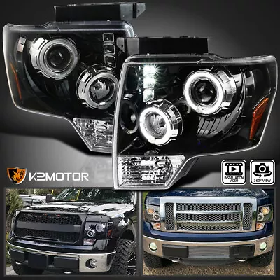 Jet Black Fits 2009-2014 Ford F150 Pickup LED Halo Projector Headlights Lamps • $138.38