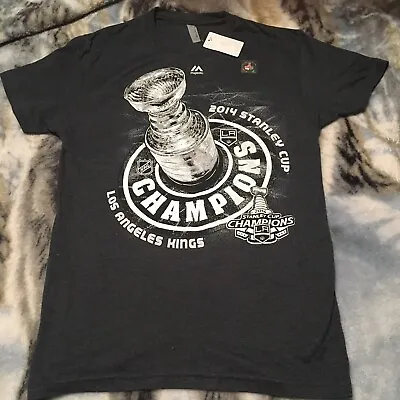 LA Kings Stanley Cup Champ Dark Gray Shirt Mens Size S 2014 NHL Majestic Angeles • $7