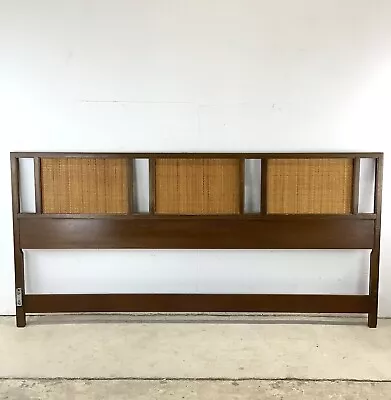 Mid-Century Walnut And Cane Headboard- King • $1100