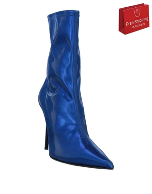 $158.56 • Buy RRP€930 GIUSEPPE ZANOTTI Ankle Boots US10 EU40 UK7 Metallic Blue Pointed Toe