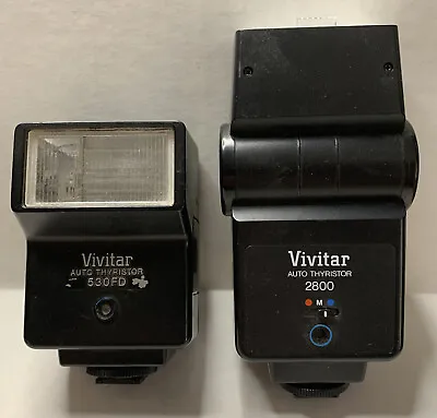 Vintage Vivitar 2800 Auto Thyristor Shoe Mount Flash Camera & 530FD Lot Of 2 • $17.06