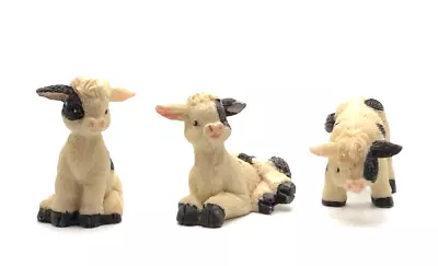 Vintage Miniature Resin Set 3 Cow Figurines Cute Farmhouse • $9.99