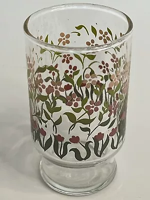 Anchor Hocking Orange Juice Glass Vintage Pink Tulip Flowers MCM • $7.99