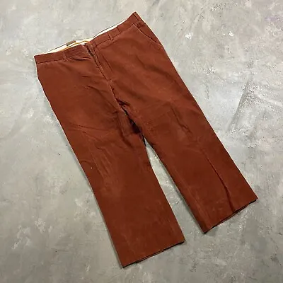 VTG Corduroy Pants Rust Wide Leg Cords 40x27 Talon Zipper Baggy Dress Slacks • $19.99