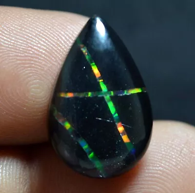 Natural 9 Cts Pear Shape Certified Doublet Rainbow Ethiopian Fire Opal Gemstone • $36.82