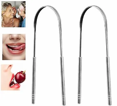 2pcs Tongue Scraper Cleaner Stainless Steel Bad Breath For Dental Oral Care Tool • $4.29