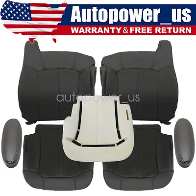 For 99-02 GMC Sierra Front Bottom & Top Leather Seat Cover & Foam Cushion Gray • $158.79