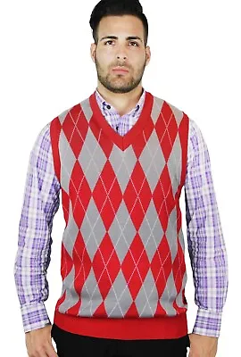 Blue Ocean Mens Jacquard  Argyle Sweater Vest (SV-245) • $25