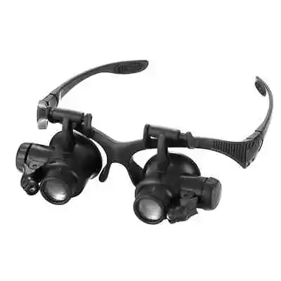 Loupe Magnifier Glasses With 2 LED Light 8 Lens Double Eye Jewelry Watch Repair • $9.98