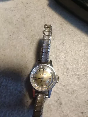 Omega Turler Watch Ladies Silver 17mm Manual Round Vintage Swiss Made-Works • $100