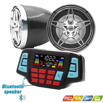 USB Bluetooth Waterproof Motorcycle Audio Radio Sound System Stereo Speakers MP3 • $39.98