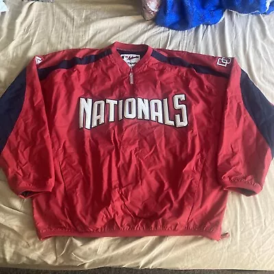 Washington Nationals Red 1/4 Zip Jacket Windbreaker Size XL/2XL MLB Baseball • $29.99