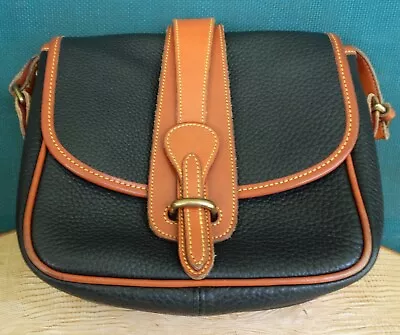 Vintage Dooney & Bourke All Weather Leather Equestrian Black Saddle Handbag • $40