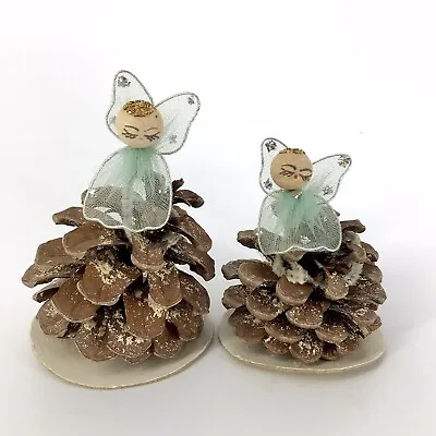 Vintage Pinecone Christmas Angels Set Of 2 • $18.99