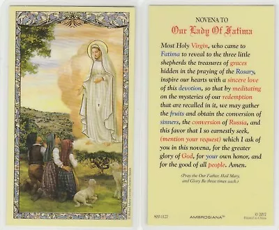  Our Lady Of Fatima Laminated Holy Card   {L90}-{S2} • $4.04