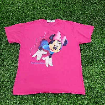 Disney Dreams Florida Minnie-Mouse Shirt Womens L 21x26 Hot-Pink Back-And-Front • $14.80