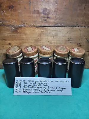 5 Edison Black Wax Cylinder Records 9020 4029 9918 9335 9074 • $14.50