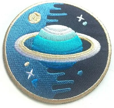 SATURN PATCH Blue Planet SPACE *SEW-ON Or IRON-ON* NASA Stars Exploration • £2.79