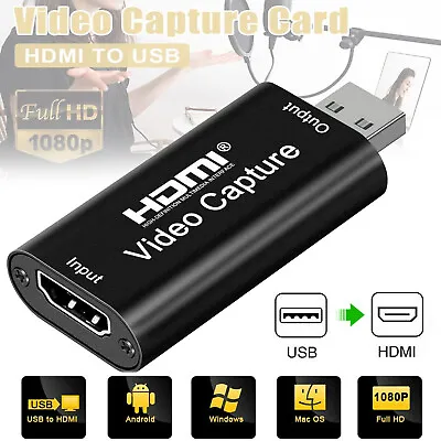 HDMI To USB3.0 Video Capture Card Screen Record 1080P For Game / Live Streaming • £7.99
