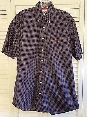 Cinch Shirt Mens Small Blue Red Printed Button Down Short Sleeve Western • $18