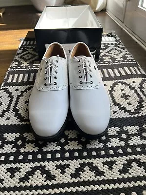 NEW! FootJoy [10] Medium ICON Black Men's Spikes Golf Shoes 52087-White • $175