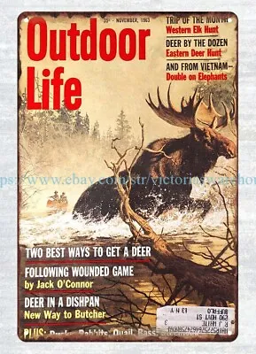 Wall Art Home Tavern 1963 OUTDOOR LIFE MOOSE Hunting Metal Tin Sign • $18.99