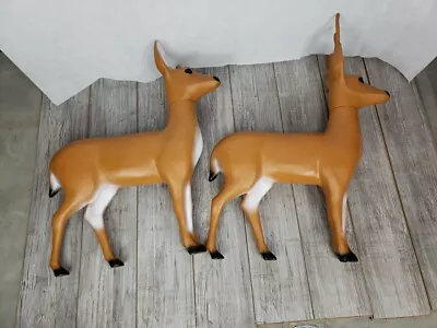 2 Vintage 1989 Union Products Deer Doe Blow Mold 31” Tan Detachable Heads • $150