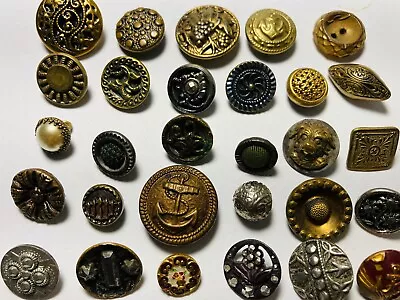 Antique Vintage Large Lot Of Metal Buttons Picture Perfume Enamel Etc • $1.28