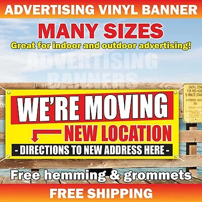 MOVING NEW LOCATION Advertising Banner Vinyl Mesh Sign DIRECTIONS NEW ADDRESS • $69.95