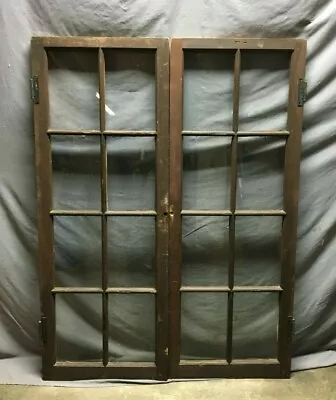 Pair Antique 8 Lite Casement Cabinet Cupboard Window Doors VTG 20x53 Old 901-21B • $240