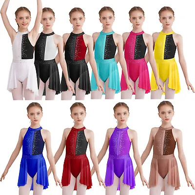 Lyrical Dance Dress For Girls Latin Jazz Gymnastics Leotard Performance Costume • £13.97