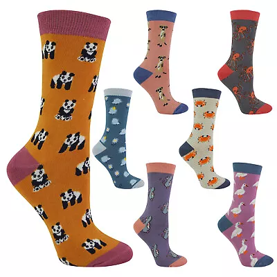£6.99 • Buy MISS SPARROW - Ladies Novelty Cute Animal Bamboo Socks - Inc Cat Fox Owl & Pig
