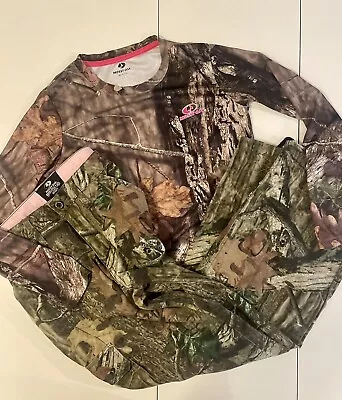 2Pc Womens L Break Up Infinity Pants & MOSSY OAK M Top W/Pink Logo Hunting Camo • $13.99