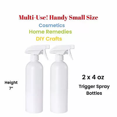 2 New Small 4oz Plastic Multi-Use Spray Bottles For Cosmetics Home Remedies Etc • $9.95