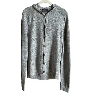 Vince Men’s Sporty Jaspe Hooded Cardigan Gray Size Small Cotton Cashmere Blend • $79