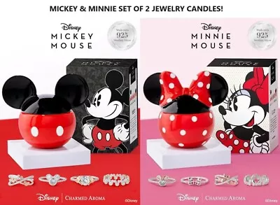 Charmed Aroma Disney Mickey & Minnie Mouse Candles Set 925 Sterling Ring Size 6 • $139.99