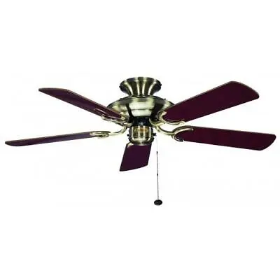 Fantasia Mayfair 42in Ceiling Fan Antique Brass Gloss Oak Cane Blades 110057 • £177.48