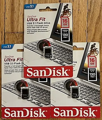 SanDisk 16GB Ultra Fit 16G CZ430 USB 3.1 Nano Flash Pen Drive X3 • $23